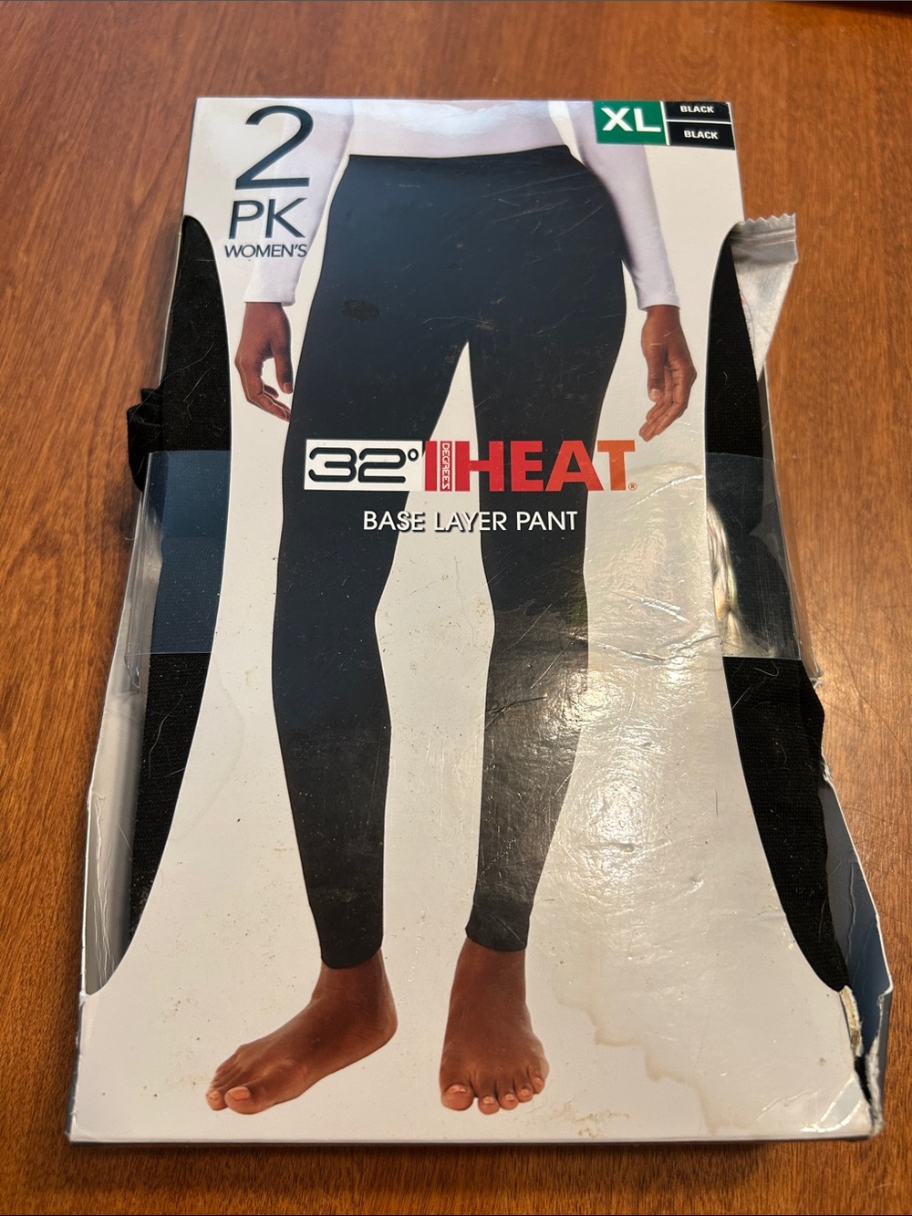 32 degree heat - (XL) 2 PACK black base layer pant